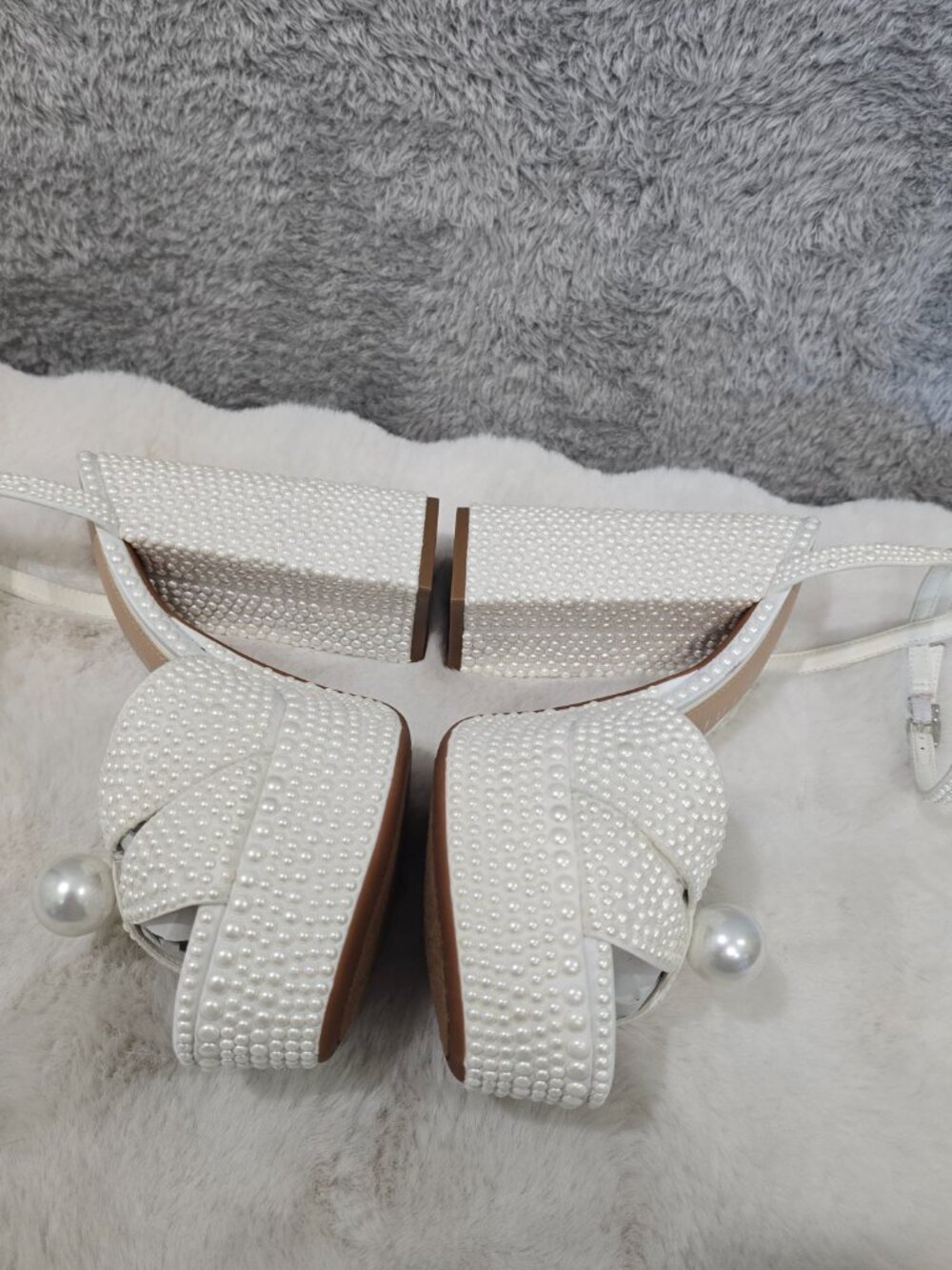 Gianni Bini Kemara Two Embellished Pearl Studded Platform Sandal Sizes NEW - Picture 9 of 9